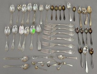 Silver and coin silver lot, mostly spoons. 28.64 t oz.