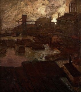 George Sotter Pittsburgh River and Mill 1907 Oil on Canvas