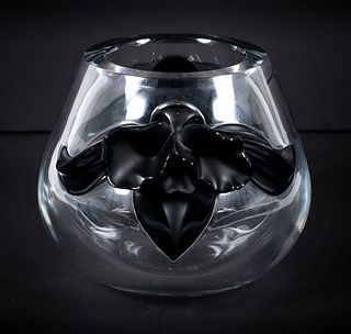 Lalique France Orchidee Crystal Vase