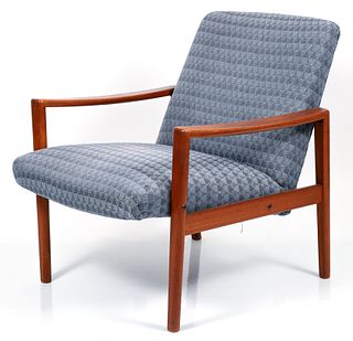 Scandinavian MCM Blue Upholstered Armchair