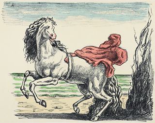 Giorgio de Chirico Cavallo con Manto Signed Litho