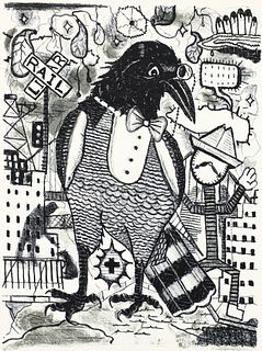 Tony Fitzpatrick The Gentleman Hobo Signed Etching