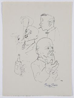 George Grosz Three Drinkers Signed Print 1/50