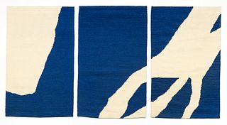 Akiko Kotani Woven Blue Abstract Triptych