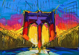 Peter Max 2015 orig serigraph Brooklyn Bridge
