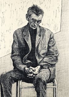 Dan Miller Signed Woodcut of Samuel Beckett