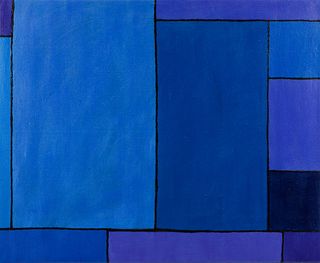 Ludwig Sander 1966 Untitled Blue Abstract painting