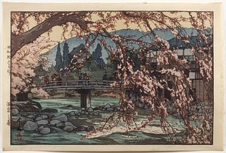Hiroshi Yoshida Spring in a Hot Spring 1940 Woodblock