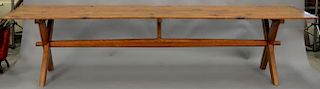 Sawbuck style dining table. ht. 29in., top: 2'7" x 10'6"