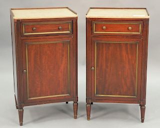 John Widdecomb pair of marble top night tables. ht. 29in.; top: 62" x 44"