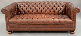Chesterfield leather sofa. wd. 74in.