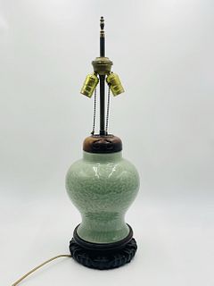 Chinese Celadon Porcelain Ginger Jar Form Lamp