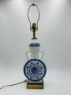Blue and White Porcelain Moon Flask Lamp
