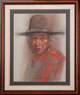 Clifford Beck "Navajo Man" Pastel on Paper, 1980