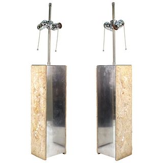 Modern Brutalist Table Lamps, Pair