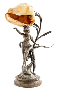Art Nouveau Style Mixed Metal Figural Table Lamp