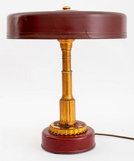 Art Deco Giltmetal and Enameled Desk Lamp, 1930s