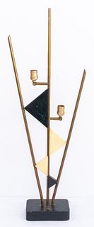 Art Deco Wood and Brass Table Lamp