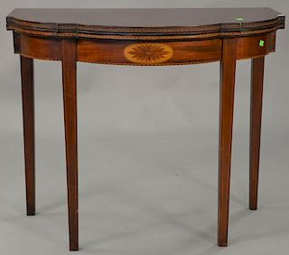 Custom mahogany Federal style game table. ht. 30 1/2 in., wd. 36 in., dp. 18 in.