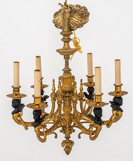 Neoclassical Carved Brass Chandelier With Cherubs