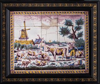 Delft Tile Panel Framed, 18th Century