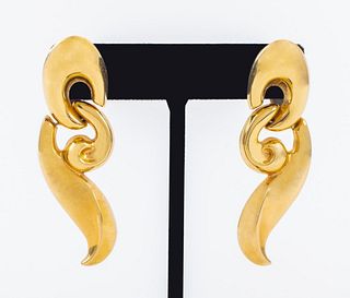 Italian 14K Yellow Gold Freeform Drop Earrings