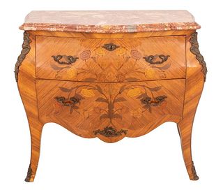French Louis XV Style Marquetry Commode / Dresser