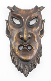 European Art Deco Bronze Mask of a Satyr