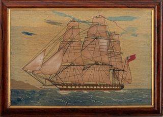 British 19th Century Maritime Woolwork Picture