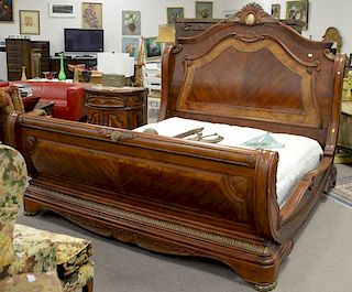 Large contemporary king size bed. ht. 78in., wd. 87 1/2in.