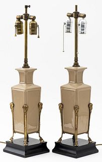 Neoclassical Revival Ceramic Table Lamps, Pr