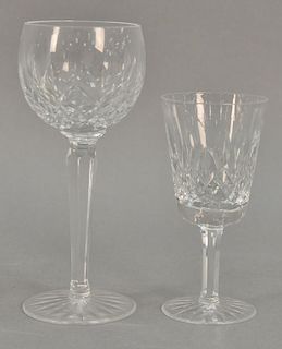 Two sets of Waterford stems including six large red wine glasses and nine white wine glasses. ht. 5 1/2in. & 7 1/2in.