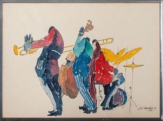Leo Meiersdorf "Jazz Quartet" Watercolor on Paper