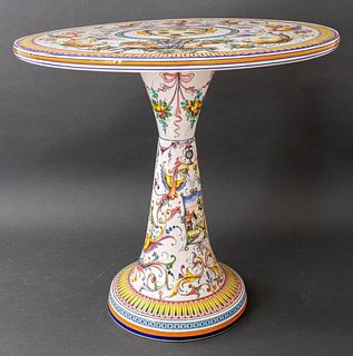 Italian Glazed Ceramic Side Table / Gueridon