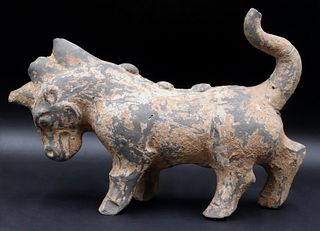 Chinese Grey Pottery Model of a Stylized Rhino.