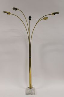 Seventies Brass Multi Arm Arc Lamp.