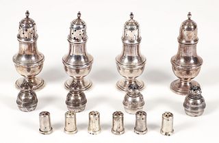 Collection of 14 Sterling Salt and Pepper Shakers 