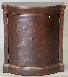 Ethan Allen contemporary round front cabinet. ht. 35in., wd. 32 1/2in., dp. 18in.