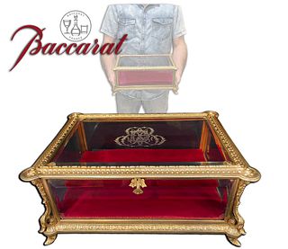 19th C. French Baccarat Crystal & Bronze Mounted Jewelry Box