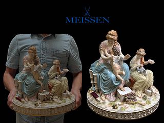 A Fine Large 19th Century Meissen Figurine Group, Hallmarked