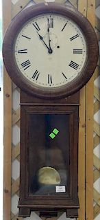 Seth Thomas rosewood long drop regulator clock with brass weight, second hand missing. ht. 36in.