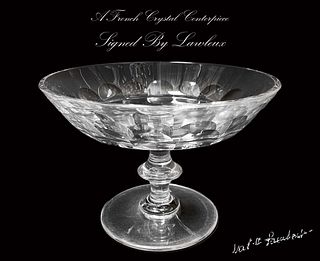 A French Crystal Centerpiece, Signed By Lawleux