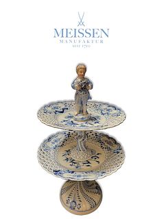 19th C. German Meissen Figural Hand Painted Porcelain Centerpiece, Hallmarked