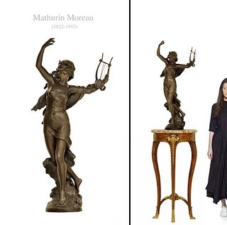 19th Century French Mathurin Moreau (1822 – 1912) Bronze Sculpture, Signed & Hallmarked