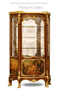 A Museum Quality 19th Century French Francois Linke (1855–1946) Bronze Vitrine Cabinet, Signed