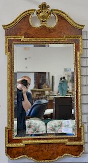 Baker Collector's Edition Continental style beveled glass mirror with burlwood frame.