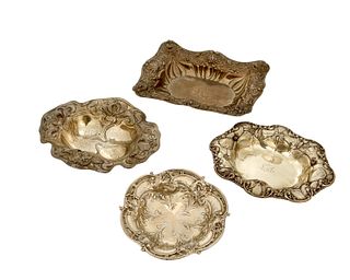 A group sterling silver holloware trays