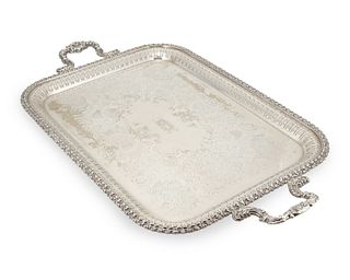 An English silver-plated butler's tray