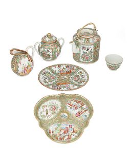 A group of Chinese Rose Medallion porcelain items