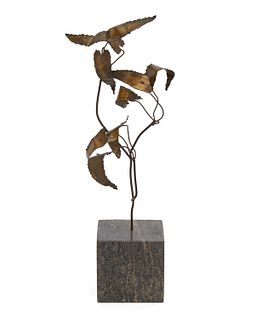 A Curtis Jere abstract foliate metal sculpture